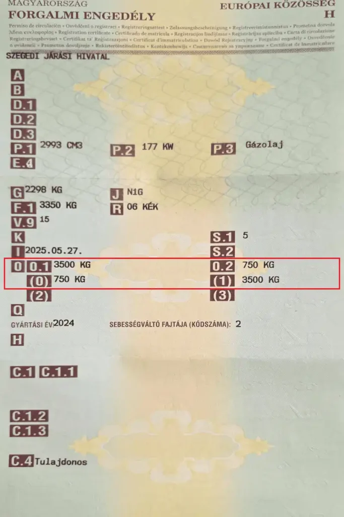 O1 és O2 értéke a forgalmiban